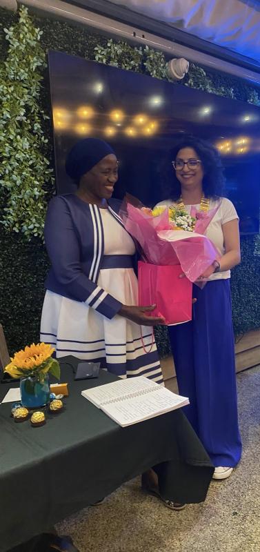 Previous President Sarah congratulates new President (25-26) Randeep 