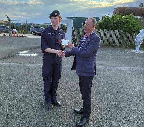 President David Dixson with TS Hastings Sea Cadet