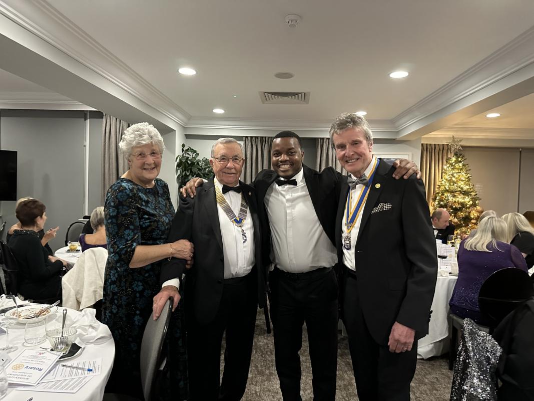 (From left to right) Inner Wheeler Sue Howard, President Jeffery Howard (Formby Club), Rotarian Talent Rusinga and President Trevor Briggs (Southport Club).