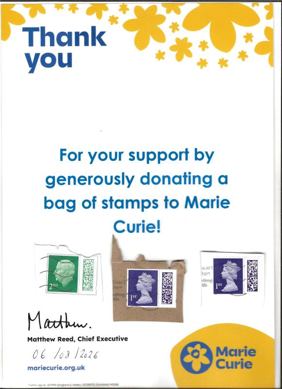 A 'Thank You' certificate from Marie Curie
