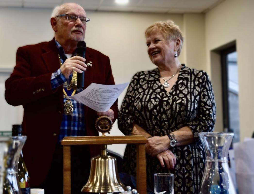 President Peter inducting new member  Sue Birch