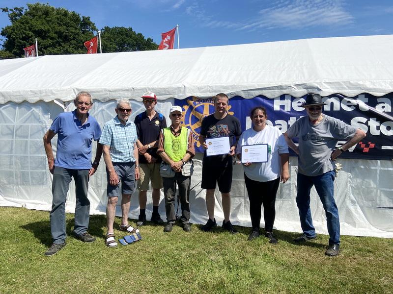 Presentation by President Tony Archer of Paul Harris Fellowships to Ashley & Gill Cole, who have been  a major part of the project since its inception.