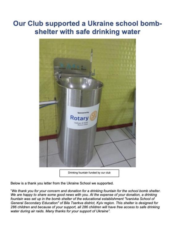 Water fountain for Ukraine School