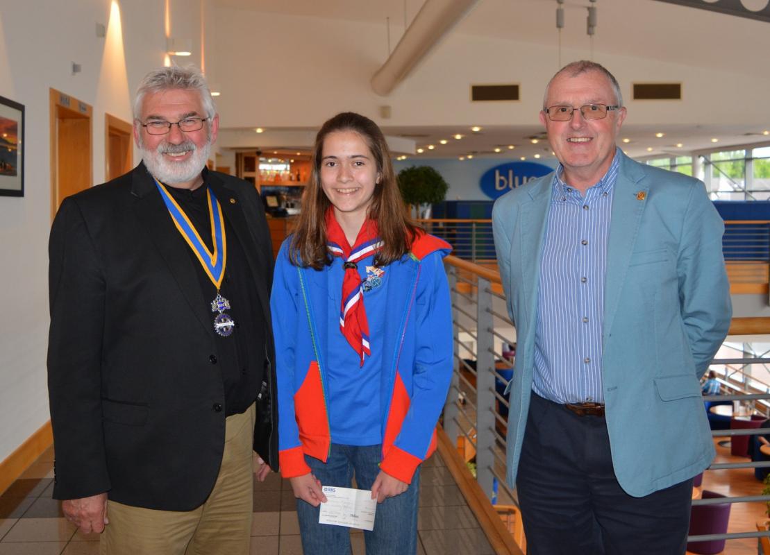 Victoria McDowall with 2018-9 President Ian Geddes and Robin Magee