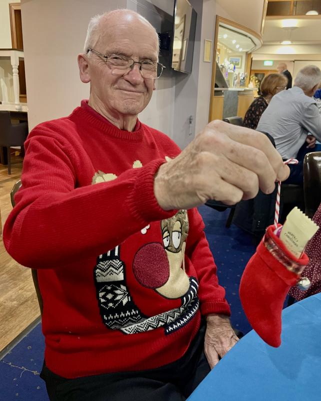 Hugh Carter with his Santa gift