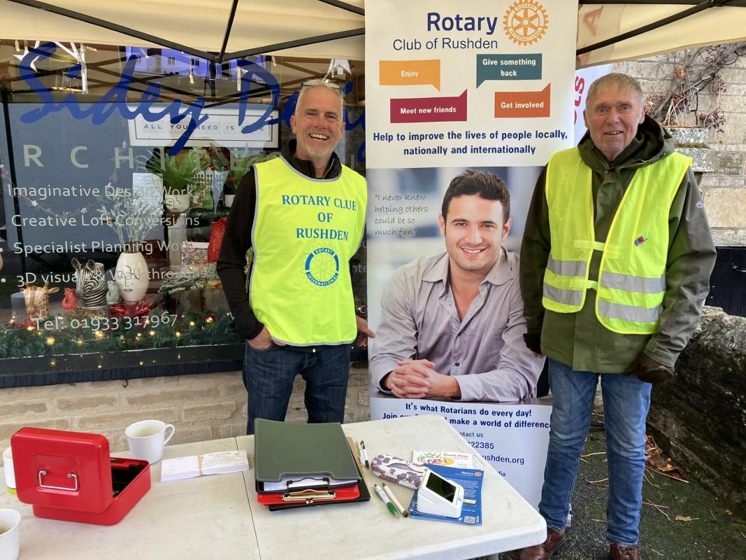 Jon Sidey and Keith Turner man one of our ticket stalls at Higham Sparkle