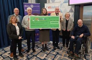 Rotary giving 3600 euro check to MS ireland