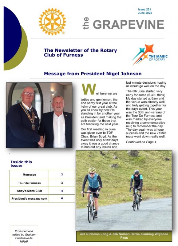 Frontpage of June issue of Grapevine