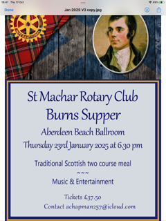 Flyer for Burns supper