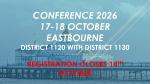 Registration Closes 14 October