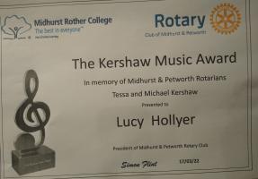 Certificate given to Kershaw Award Winner