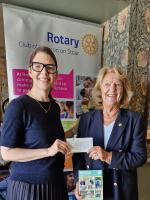 Shipston Home Nursing receiving a cheque for £1281 resulting from donations to the Christmas 2025 Tree of Life.