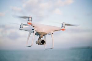Camera drone in flight