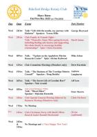 Diary Dates OCT/NOV/DEC2025