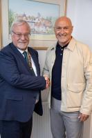 Simon Milton with Dunmow Rotary Club President Barry Clark