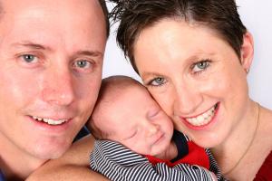 A couple with a new baby