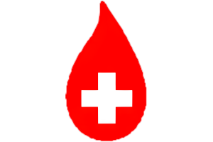 A drop of blood containing a white cross.