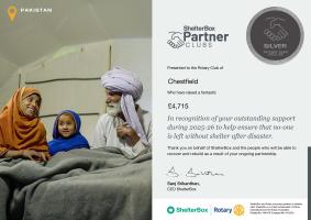 Awarded Silver Supporters of Shelterbox 2025&26