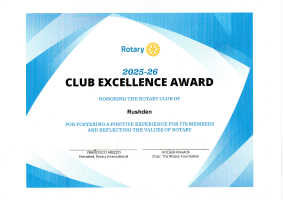 The Club Excellence Award Certificate. Glorious isn't it.