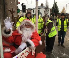 SANTA Sleigh in Rainhill Village for tree lights switch on