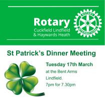 St Patrick's Day Dinner and Business Meeting.