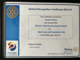 Rotary District Recognition Certificate 2023-24