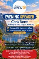 Tuesday 29th September 7.00 pm - Speaker Chris Farrer - Norway - Venue Riverside Centre