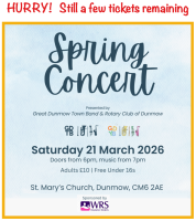Great Dunmow Town Band Spring Concert supported by the Rotary Club of Dunmow