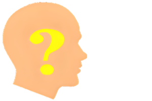 Profile of a head with a question mark superimposed.