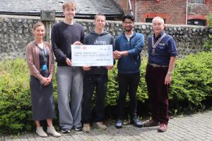 From the left:  Sam Alvarez, Head of 6th Form Seaford Head, students Max Grimes, Harry Bedford and Daiwik Patel, and President Mike Barker