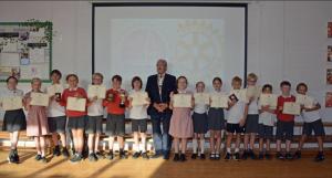 Rotary of Teignmouth’s President Mike Waters with Youth Speak contestants 