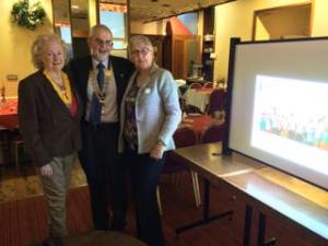 Rotarian Diana Loveland, President Martin Keable and Rosa Russell. who is a member of the Soroptomist