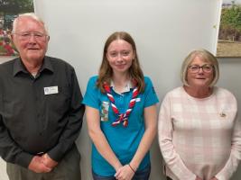 Isla with Rotarian David Lumb and Club President Anne Chambers