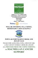 Come and enjoy a coffee and cake and support a good cause. 
