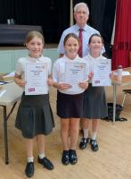 The Winners - Burton Bradstock C of E Primary with Rotary President David Weston