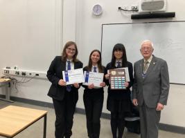 Pupils in Youth Speaks competition  10 December  2025 with Club President 