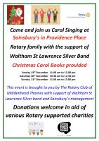 Carol Singing with Waltham St Lawrence Silver Band at Sainsbury's, Providence Place