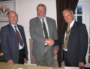 new member David Pointon with President Bob Hughes and proposer David Milner