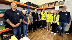 Volunteers and trustees of Lincoln Community Larder, with John Leake (L) & Phil Morris (R) of the Rotary Club of Lindum Lincoln who gave their free time and services to help with the recent refurbishment. Credit: Joseph Verney