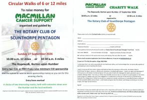 Sunday September 27th -Sponsored Walk In Aid of Scunthorpe Macmillan Support Group