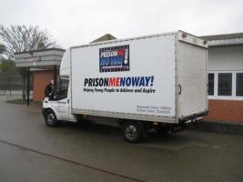 The Prison? Me? No Way! truck on site.