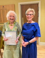 Award to Mrs Jill Cox for Community Service for teaching English to people in Farnham, including refugees. Also awarded was Mrs Elizabeth Butters for her work on the talking newspaper.
Rotarian David Hall was awarded the Paul Harris Fellowship.