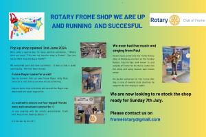 Rotary Frome pop up shop :  we are up and running