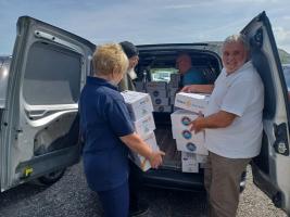 Ken Kirkwood, Workington Rotary loading beds to be transported to the Ukraine