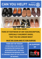 DO YOU HAVE ANY FIT FOR PURPOSE PAIRS OF FOOTWEAR YOU NO LONGER NEED?  THEN WE'RE COLLECTING AGAIN ....