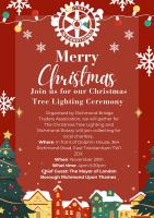 Red and white Flier depicting a Christmas Tree Lighting 