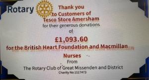 Thanks to Tesco Amersham and customers