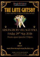 The late Gatsby Murder Mystery Evening including 2 course meal
