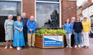 Rotarians with the planter in Market Harborough High Street