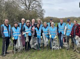 Club members with bags of rubbish collected from the River Brain
